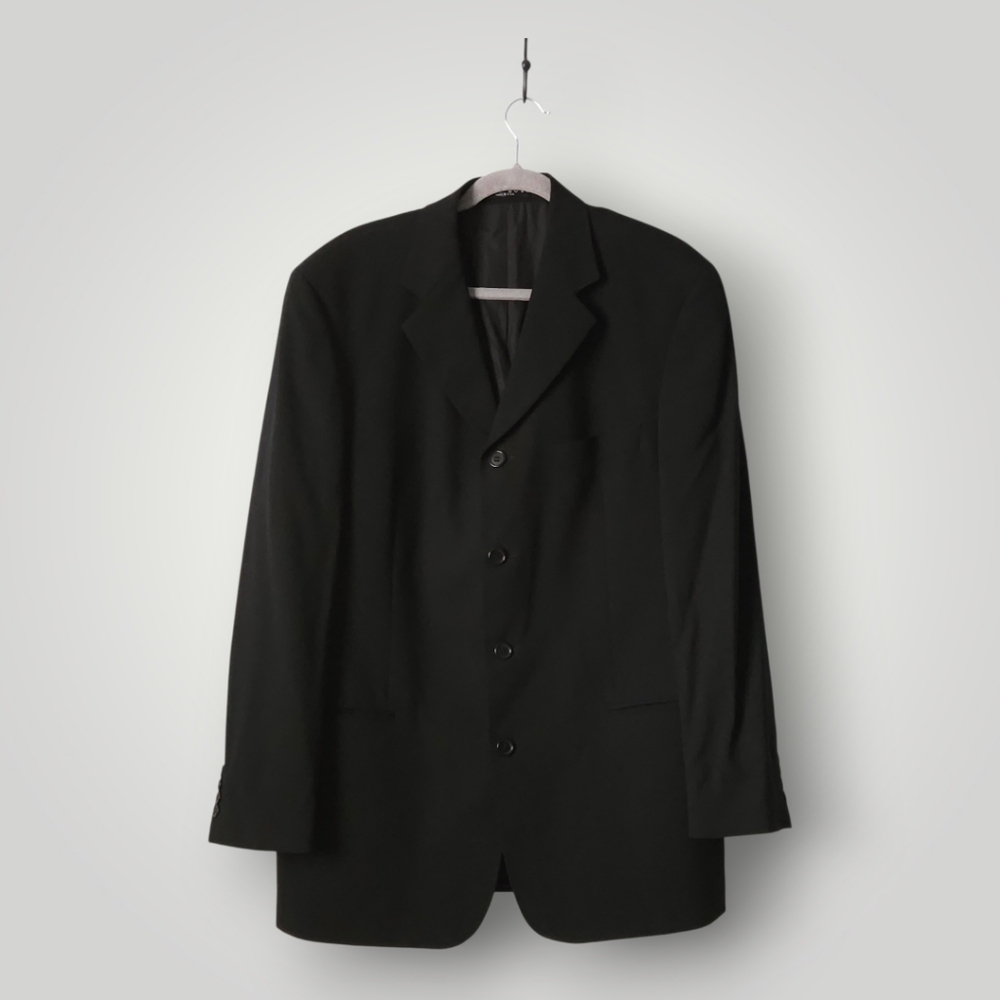 Hugo Boss Men's 40R Black Blazer 100% Virgin Wool 4 Button Sport‎ Coat USA - Picture 2 of 9